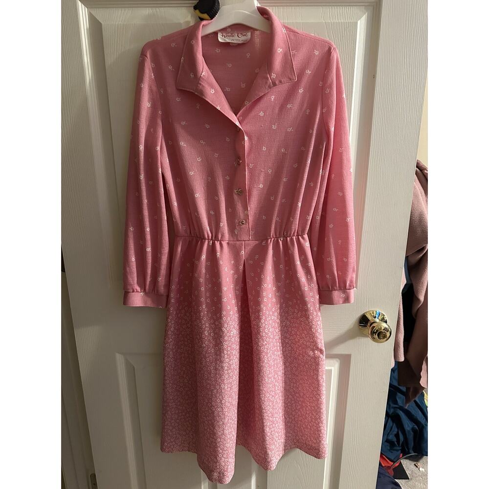 Route One Petite Miss Med 36 Bust VNT Pink Floral Women's Dress Semi Sheer 60s